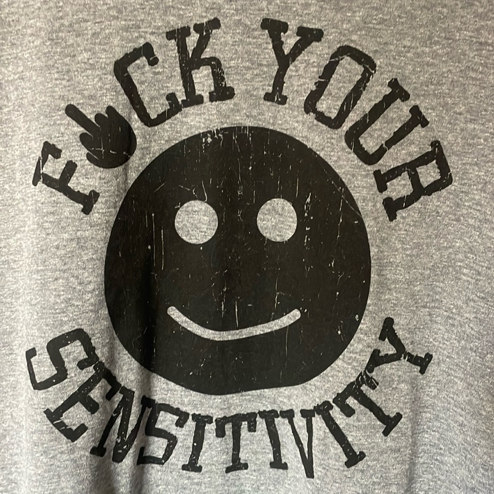 🔥🔥 (3/$20) 
F*ck Your Sensitivity Black Rifle Men’s Size Large Shirt in Gray